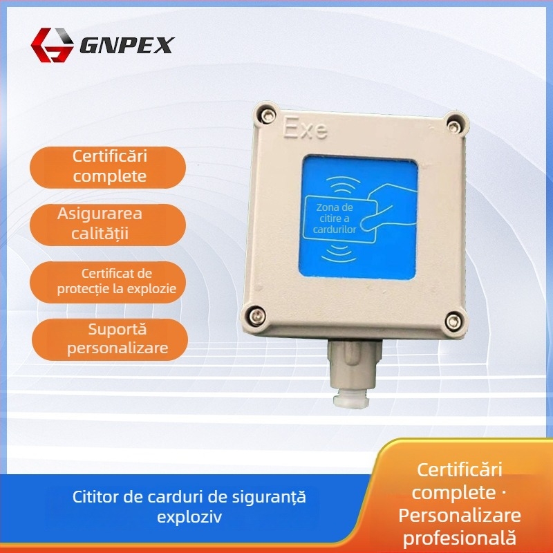 Cititor de carduri cu contact, rezistent la explozie, model ExdIIBT6Gb, distanță de detectare 100, timp de citire 10, frecvență de operare 1000