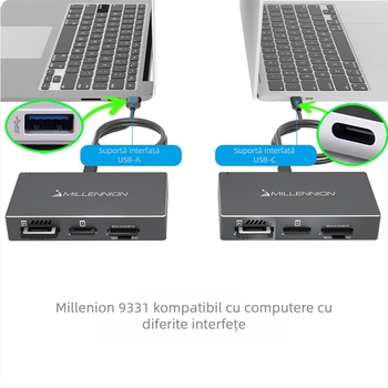 Maihelun 9331 Cititor extern 5 în 1 pentru carduri și carcasă SSD, CF/SD/SDHC/TF, USB-C, USB 3.2 Gen2x1 10Gbps, Carcasă din aluminiu