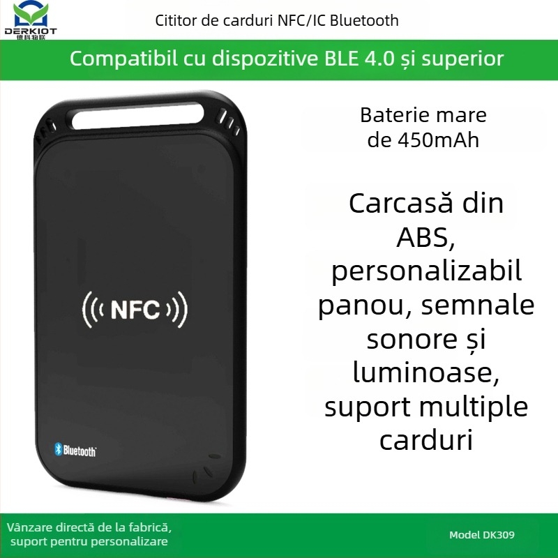 DK309 Cititor Bluetooth NFC pentru carduri fără contact; pentru carduri de înaltă frecvență; rază de detecție 0–6; frecvență de lucru 13560; timp de citire card 0,2 s