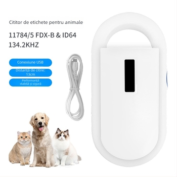 Cititor de carduri portabil pentru identificarea animalelor de companie, Model 160, Citire fără contact a cardurilor (11784/5 FDX-B & ID64, Distanța de detecție: 5, Frecvența de lucru: 125/134.2 kHz)