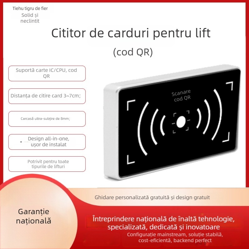 Iron Tiger Cititor QR pentru lift și controler de acces pe mai multe niveluri TH-TD113MQ, 13,56 MHz, card IC/ID, citire în 1 s, memorie 20000, RJ45/RS485, recunoaștere Card/QR/Față