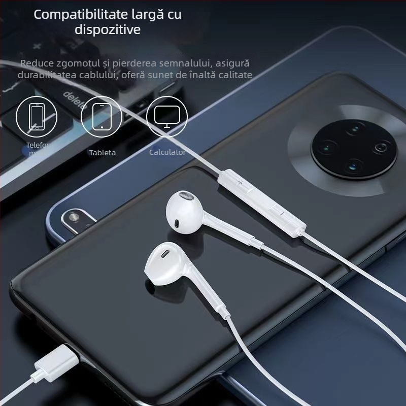 Căști in-ear cu cablu, difuzor cu bobină mobilă, sensibilitate 120 dB, cablu de 1 cm