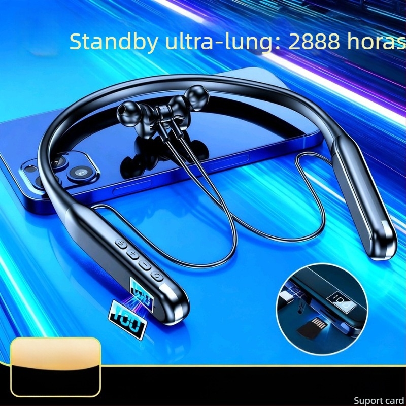 Căști Bluetooth pentru sport cu bandă la gat – sunet stereo, autonomie peste 8 ore, Bluetooth 5.4, rază 10 m, rezistente la apă, in-ear