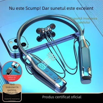 Căști fără fir pentru gât – durată mare de viață a bateriei, sunet stereo, Bluetooth 5.0, afișaj digital, control vocal