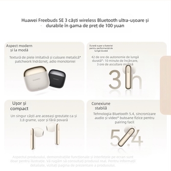 Huawei FreeBuds SE 3 Căști Bluetooth Fără Fir, Sunet Stereo, 8+ ore baterie, conexiune Multi-point, Bluetooth 5.0, semi-in-ear