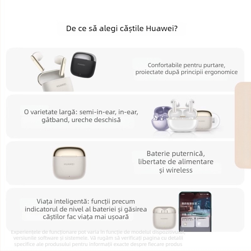 Huawei FreeBuds SE 3 Căști Bluetooth Fără Fir, Sunet Stereo, 8+ ore baterie, conexiune Multi-point, Bluetooth 5.0, semi-in-ear