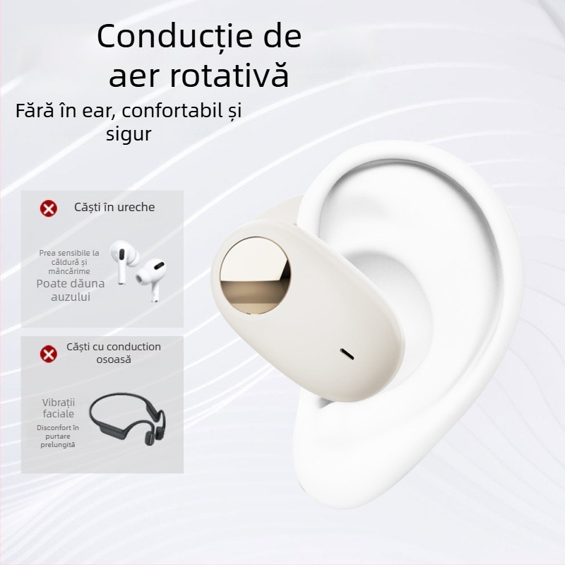 Cyboris căști Bluetooth fără fir cu agățare după ureche, conductivitate aer deschisă (open-ear), pentru sport, rază de 10 m, IPX5, BT 5.3, baterie peste 8 ore