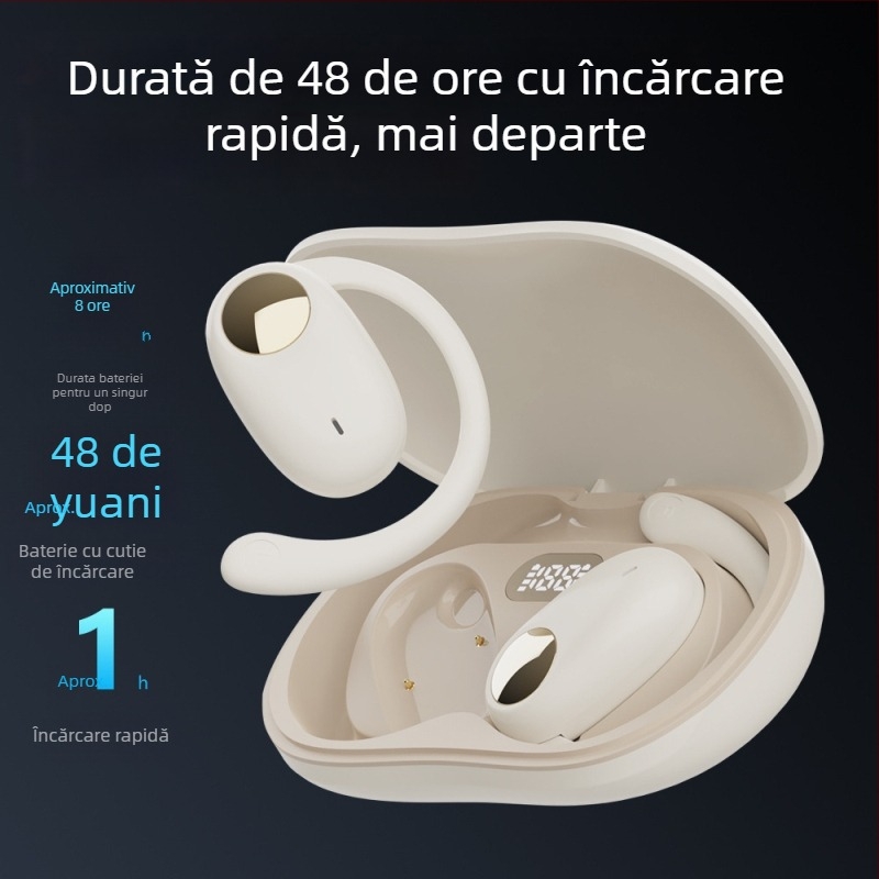 Cyboris căști Bluetooth fără fir cu agățare după ureche, conductivitate aer deschisă (open-ear), pentru sport, rază de 10 m, IPX5, BT 5.3, baterie peste 8 ore
