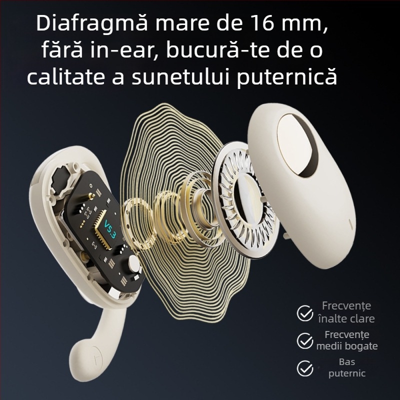 Cyboris căști Bluetooth fără fir cu agățare după ureche, conductivitate aer deschisă (open-ear), pentru sport, rază de 10 m, IPX5, BT 5.3, baterie peste 8 ore