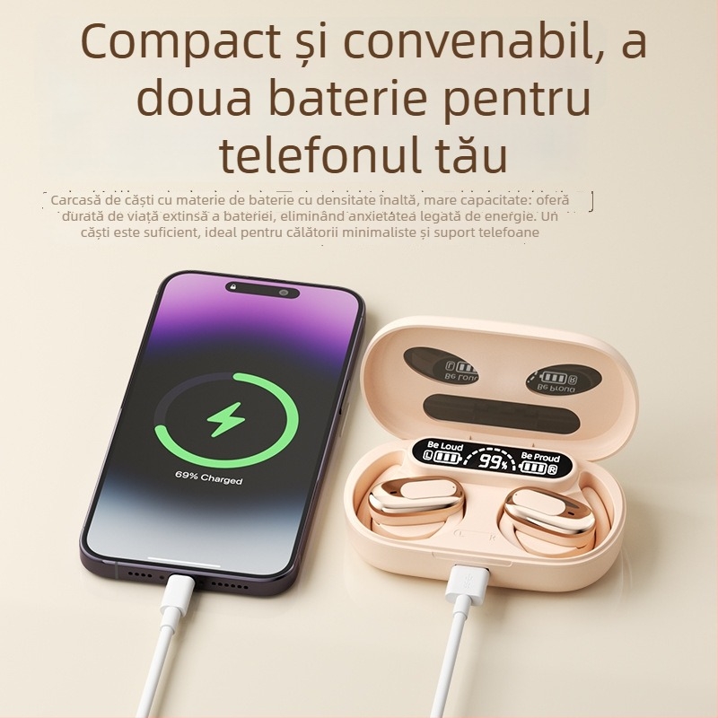 Căști sport wireless Bluetooth cu design deschis, stereo, Bluetooth 5.4, rază de 15 m, autonomie peste 8 ore