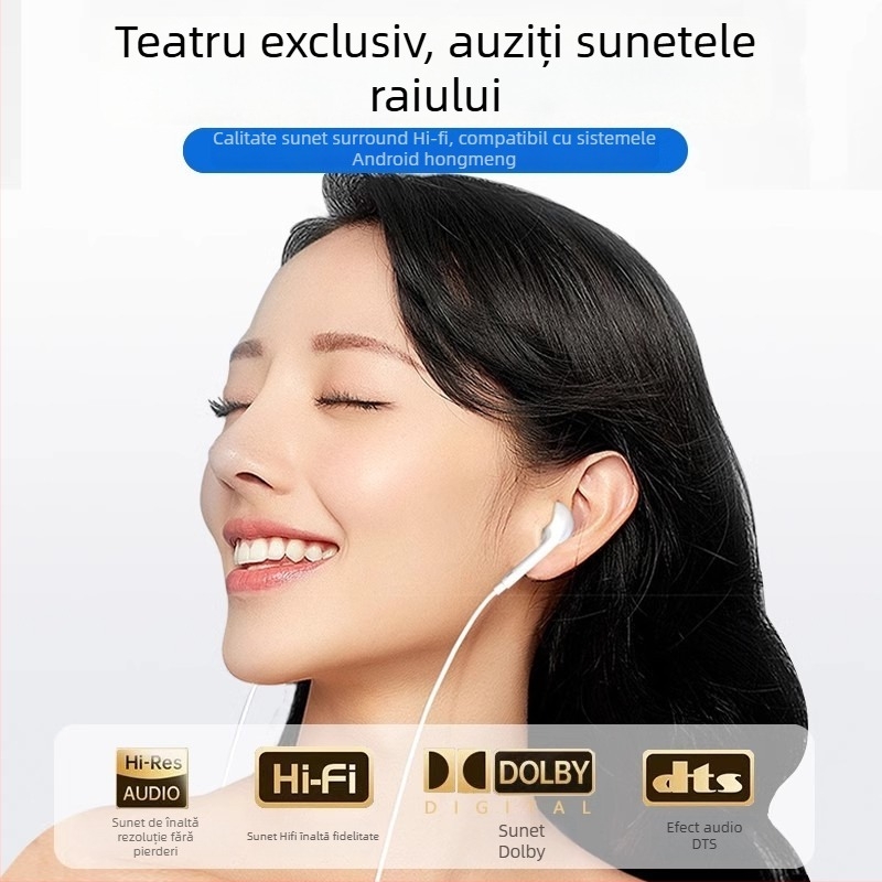 Căști cu fir, in-ear, cu jack 3.5 mm în formă de L, microfon încorporat, cablu 1.2 m, difuzor de 14 mm, pentru dispozitive iPhone
