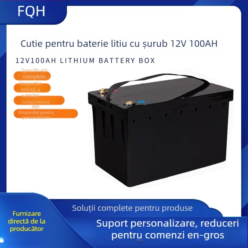 Cutie detașabilă pentru baterii litiu 12V 100Ah, carcasă ABS, etanșă, pentru campere și autoturisme