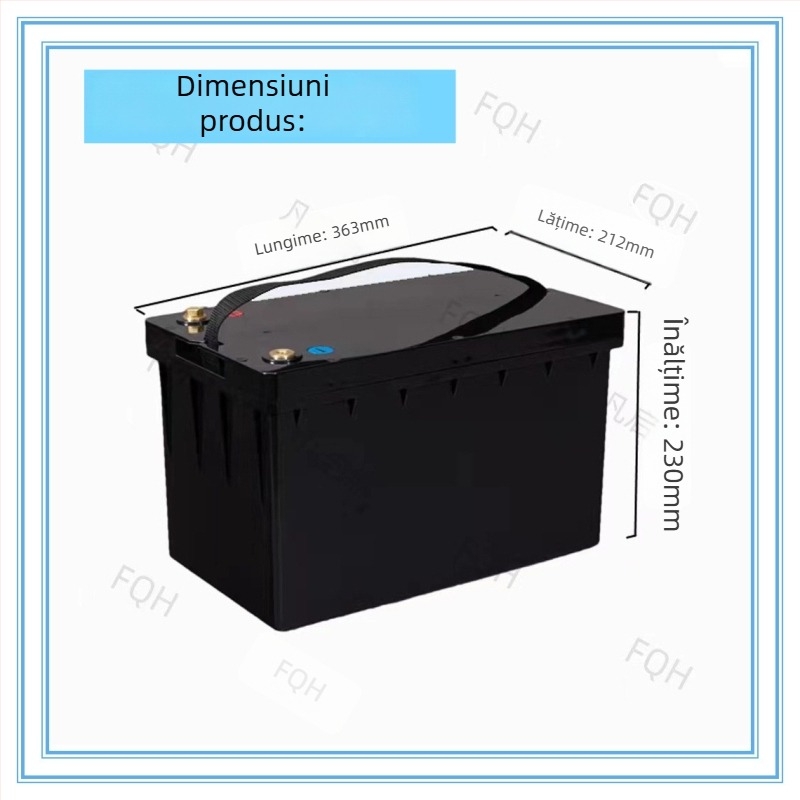 Cutie detașabilă pentru baterii litiu 12V 100Ah, carcasă ABS, etanșă, pentru campere și autoturisme