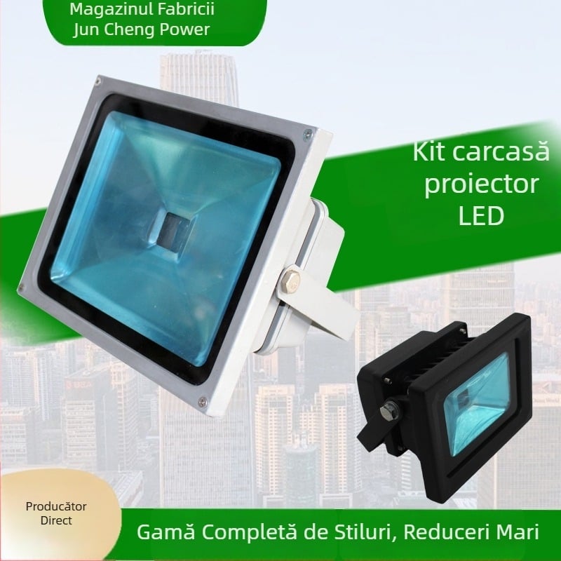 Carcasă pentru reflector LED pentru rucsac, kit 10W/20W/30W/50W, carcasă din aluminiu neagră