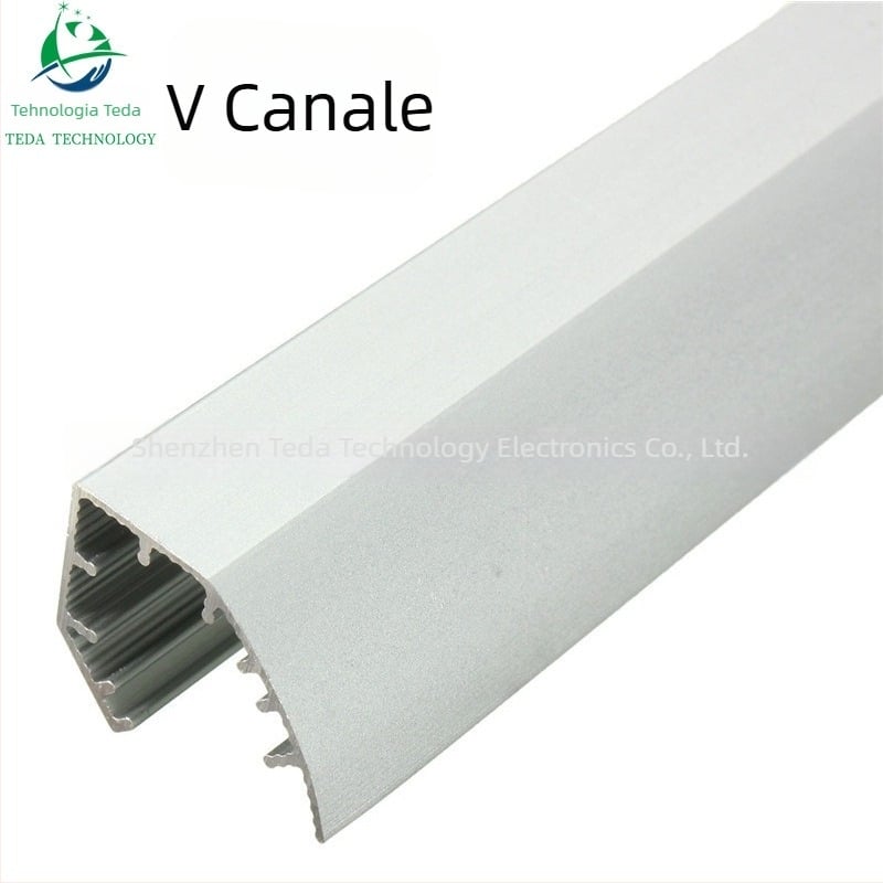 Carcasă pentru bandă LED cu canal în formă de V din aluminiu; corp din aluminiu; compatibil cu SMD patch; tehnologie de prelucrare: Da