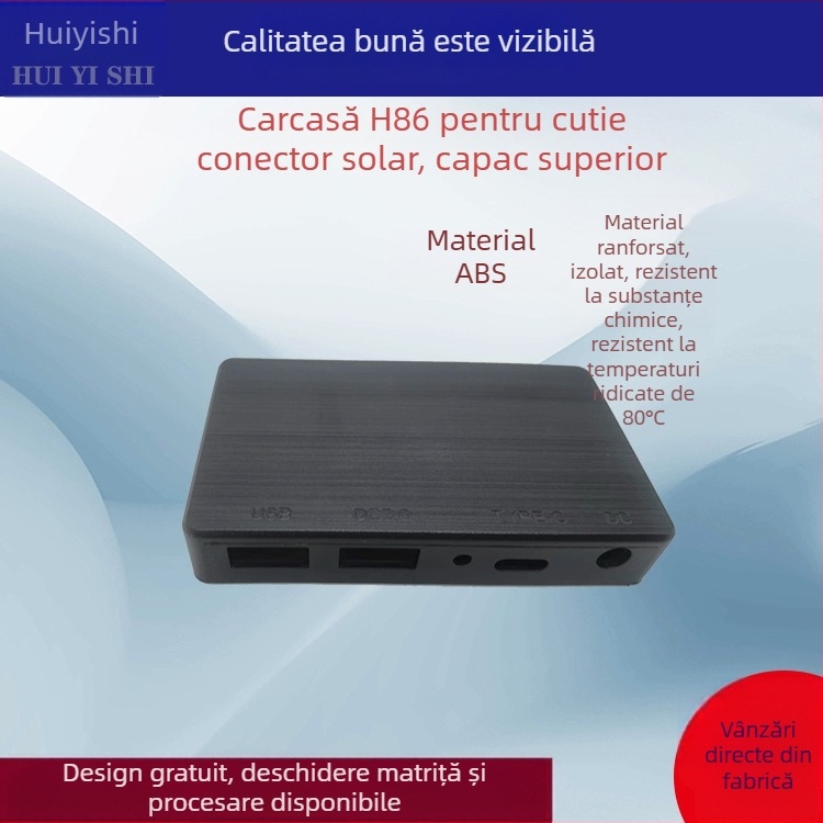 Baterie solară pliabilă cu USB dublu și DC, cutie conector Ty-C, carcasă din plastic, 86×51 mm, pentru exterior