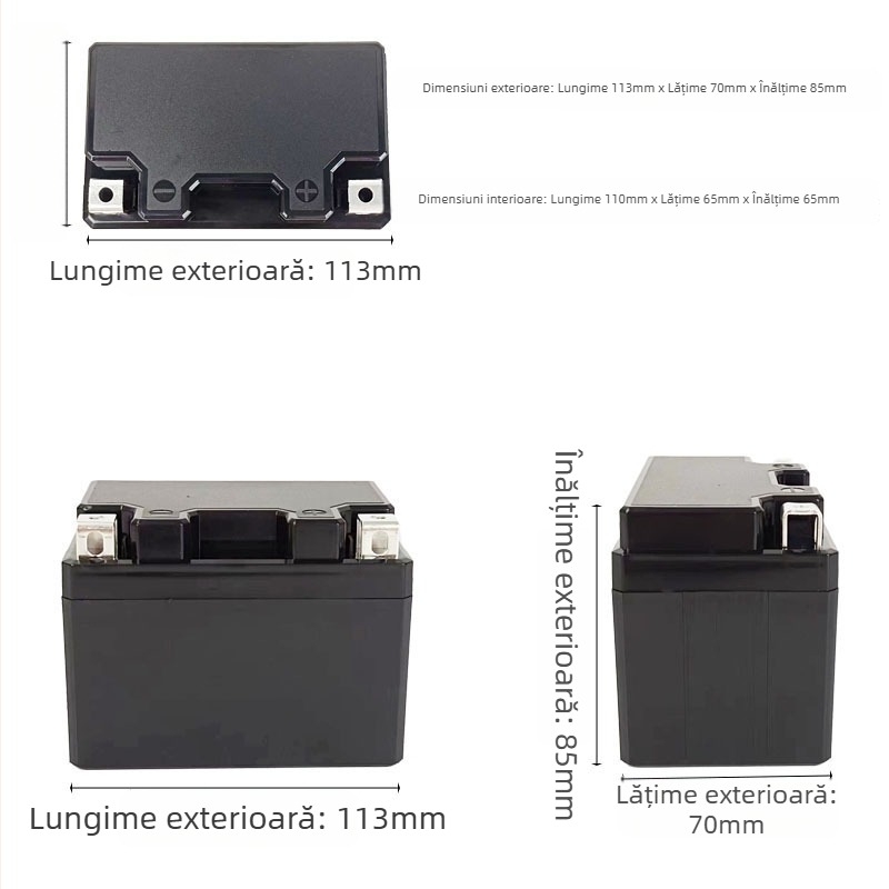 YT4 Carcasă pentru baterie Li-ion cu placă de cupru concavă, ABS protecție 12V 4Ah
