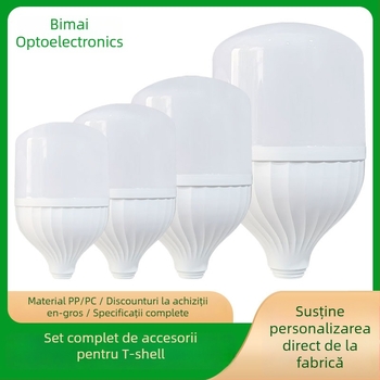 Carcasă din aluminiu placat cu plastic pentru LED bulb, corp PP, finisaj lucios; potrivit pentru aplicații de joasă tensiune, înaltă presiune și încărcare de urgență. Brand: Zhongshan bilai