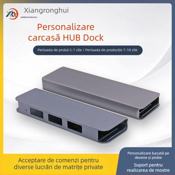 Carcasă HUB docking station din aliaj de aluminiu – hub cu trei porturi Type-C/USB, OEM disponibil