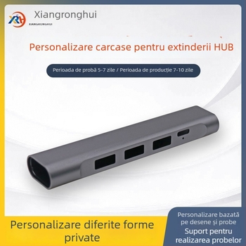 Carcasă HUB docking station din aliaj de aluminiu – hub cu trei porturi Type-C/USB, OEM disponibil