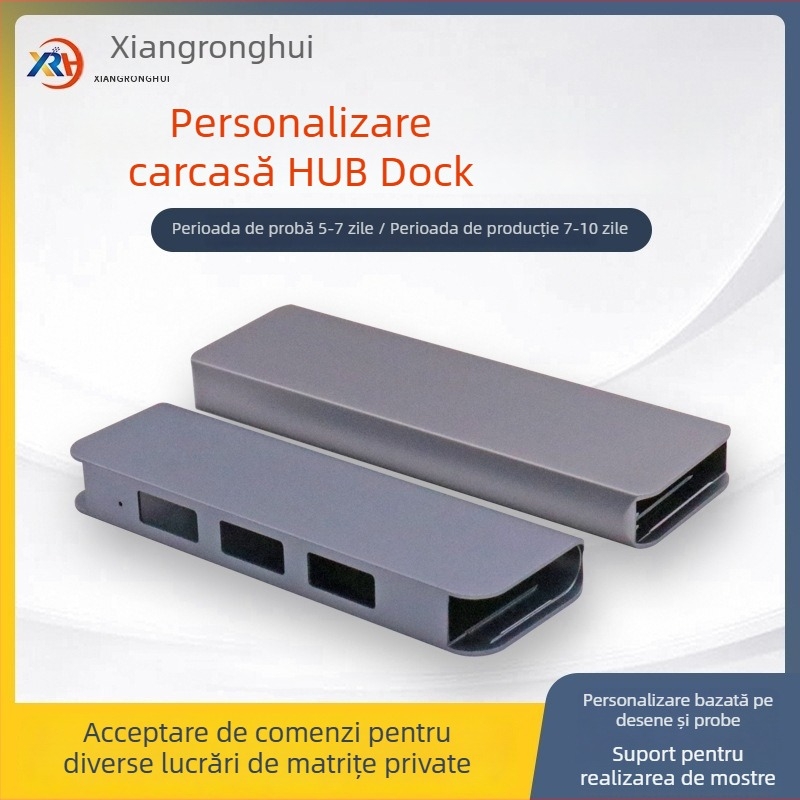 Carcasă HUB docking station din aliaj de aluminiu – hub cu trei porturi Type-C/USB, OEM disponibil