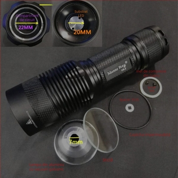 Carcasă pentru lanternă XHP35/50/70 DIY – Model C8.2, Aluminiu, Tip: carcasă/înveliș, Suprafață oxidată, Pentru asamblare, Compatibil cu 18650/26650