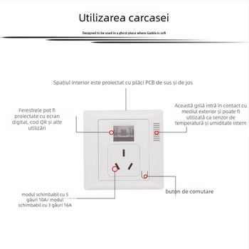 Carcasă pentru priză inteligentă încorporabilă 16A - PC ignifug, carcasă electronică, Brand Yihong