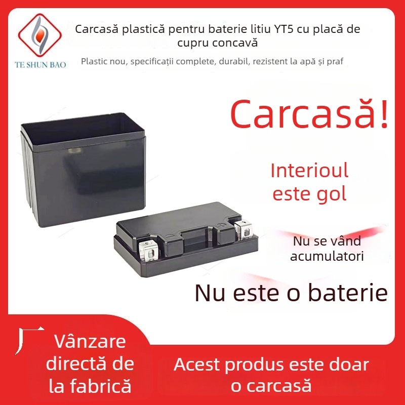 Baterie de motocicletă Li-ion YTX5, carcasă baterie, 12V 5Ah, carcasă din plastic monobloc încorporată