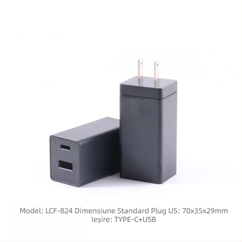 Carcasă GaN de 65W pentru încărcător, cu picior fix, carcasă din plastic USB, model LCF-824
