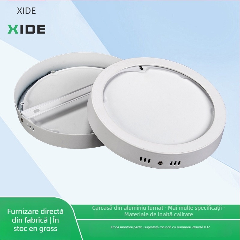 Kit LED circular pentru montaj pe suprafață - carcasă din aluminiu turnat, model XD-16-1, iluminare laterală H32, finisaj alb cu pulverizare, sursă LED 2835