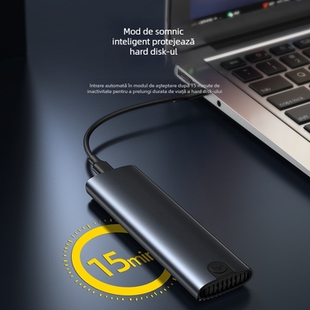 Carcasă externă M.2 SSD cu protocol dublu, USB 3.1 Type-C, disipare căldură din aliaj de aluminiu, 2 TB