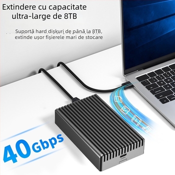 Carcasa externă USB4 pentru NVMe M.2 2280 SSD, Thunderbolt 4/3, aliaj de aluminiu, până la 8TB, 40Gbps