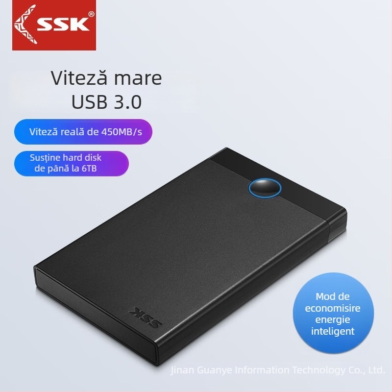 Carcasă externă pentru hard disk USB 3.0 SATA, din plastic, suport până la 6 TB, viteză 450 MB/s