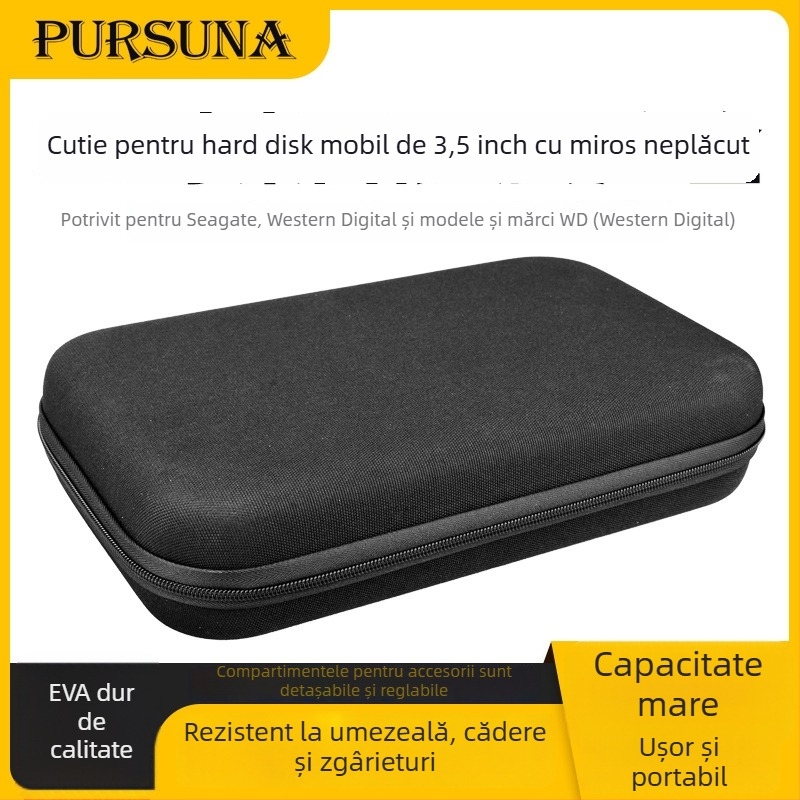 Husă desktop pentru HDD de 3,5 inch – protecție la șocuri, material EVA, model Y35SNB, compatibil cu HDD de 3,5 inch