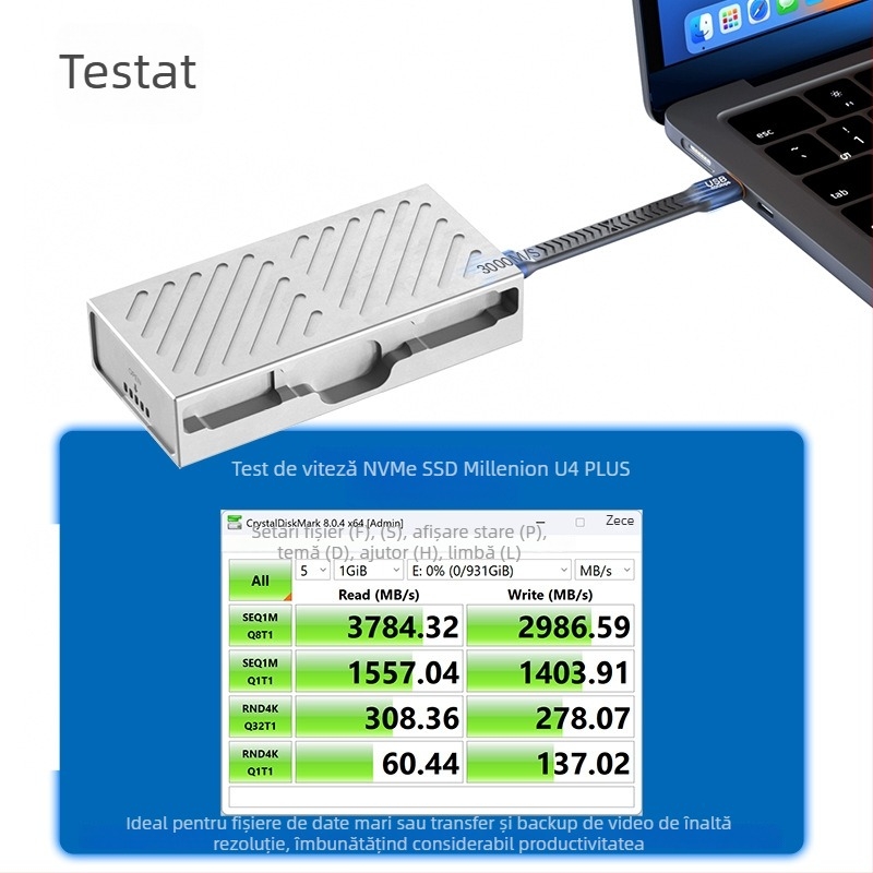 Carcasă externă NVMe SSD USB4 – Maihelun 8143, aliaj de aluminiu, USB4 40Gbps, până la 8TB, 3800 MB/s
