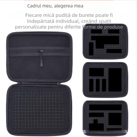 Etui DIY pentru depozitare digitală cu organizare internă personalizabilă – pentru HDD extern, sursă de alimentare, mouse și cameră; model 8686, cod 4589, material: materiale compozite