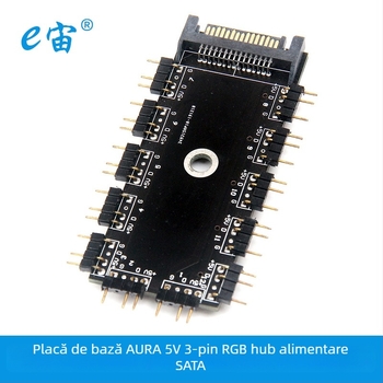 EZ Zeus EZ0726 Hub RGB Aura, interfață 5V 3-Pin, alimentare SATA, splitter cu 11 porți