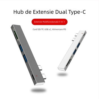 Stație de docking MacBook Air Pro cu cititor de carduri, hub USB-C dual, încărcare PD
