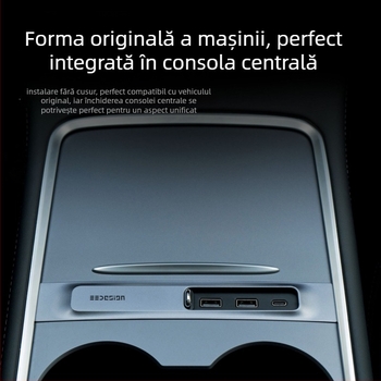Tesla Model 3/Y docking USB extindere cu ieșiri USB-A și USB-C, hub de 3 porturi, 27W, model T9-2, alimentare prin USB