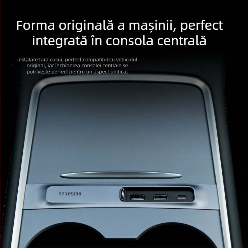 Tesla Model 3/Y docking USB extindere cu ieșiri USB-A și USB-C, hub de 3 porturi, 27W, model T9-2, alimentare prin USB