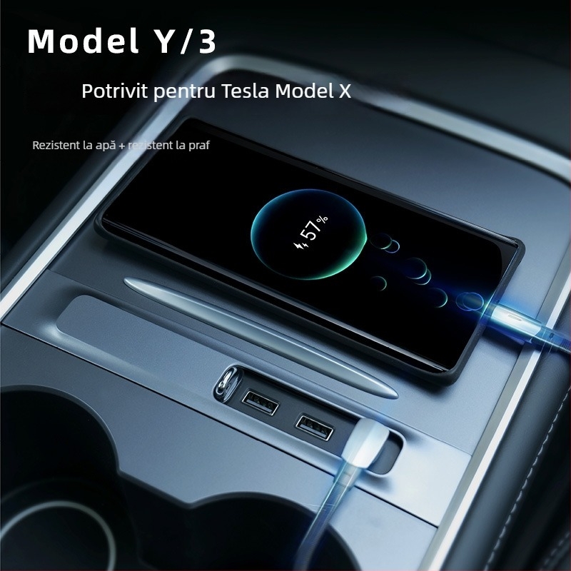 Tesla Model 3/Y docking USB extindere cu ieșiri USB-A și USB-C, hub de 3 porturi, 27W, model T9-2, alimentare prin USB