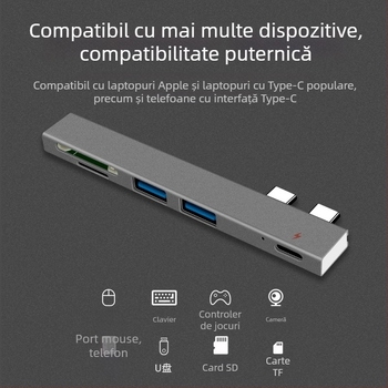 Stație de docking USB-C XS819 cu interfață USB 2.0, fără sursă de alimentare externă
