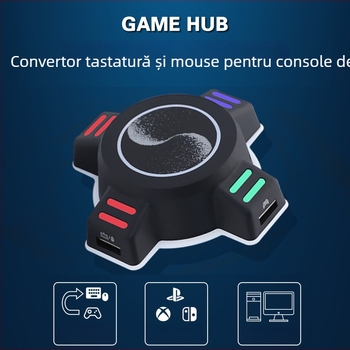 Adaptor tastatură și mouse pentru consolă de jocuri, USB 3.0, hub 4 porturi, cablu 1 m, model kxd-X01
