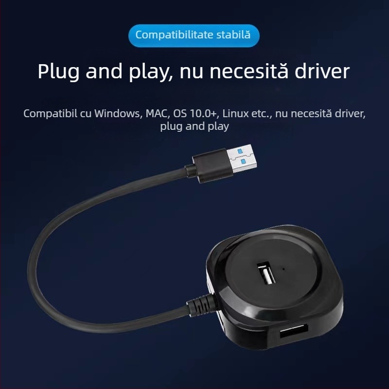 Hub USB 3.0 cu patru porturi, docking USB-C, stație de expansiune unu-la-patru