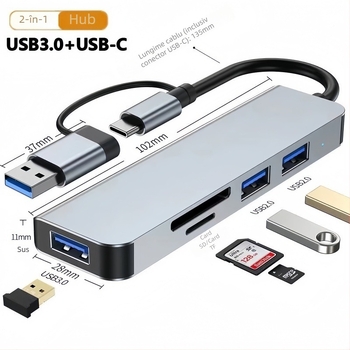 Dock Type-C 3.0 cinci în unu cu sloturi SD și TF pentru laptop și telefon
