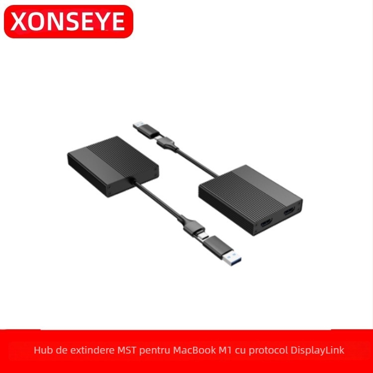 XONSEYE XC-L51 stație de docking MST cu extindere USB-A/USB-C, suportă trei afișaje prin DisplayLink, compatibil cu M1 MacBook