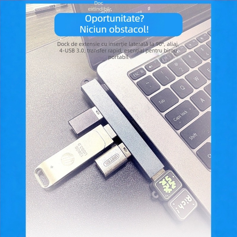 Dock USB-C 3-in-1 cu porturi USB 3.0 flexibile