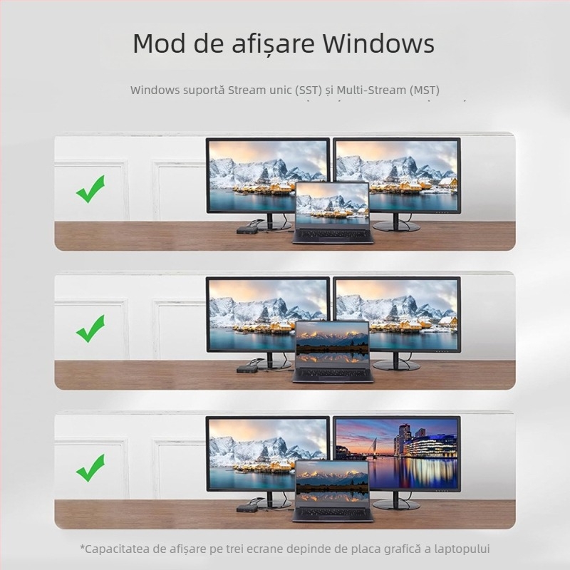 Dock USB-C 6 în 1 cu interfață USB 2.0, 480 MB/s transfer, cablu 15 cm, fără alimentare externă