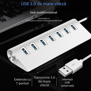 Hub USB 3.0 din aluminiu, 7 porturi