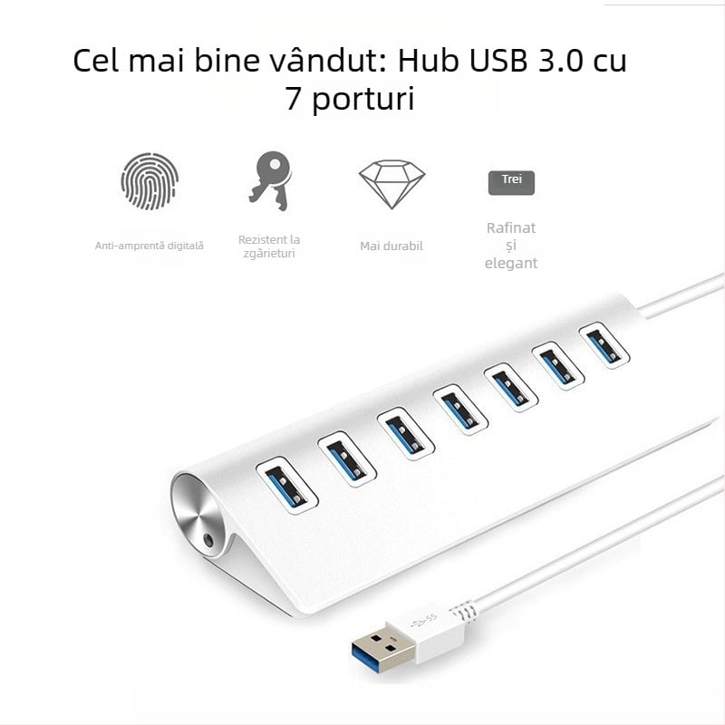 Hub USB 3.0 din aluminiu, 7 porturi
